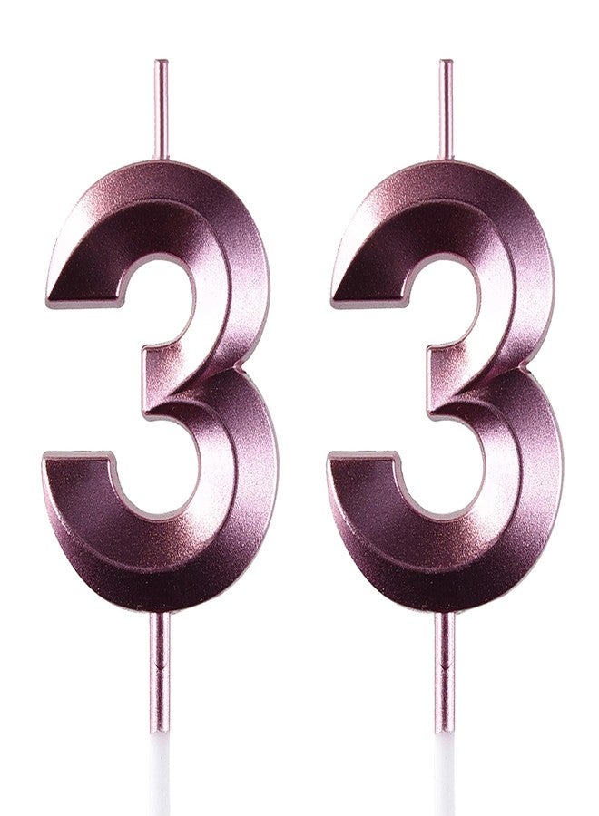 AOOLADA 33 Birthday Candle, 33rd Cake Candles, Number 33 Birthday Candles for Cake Topper Decoration, Purple - Image 1